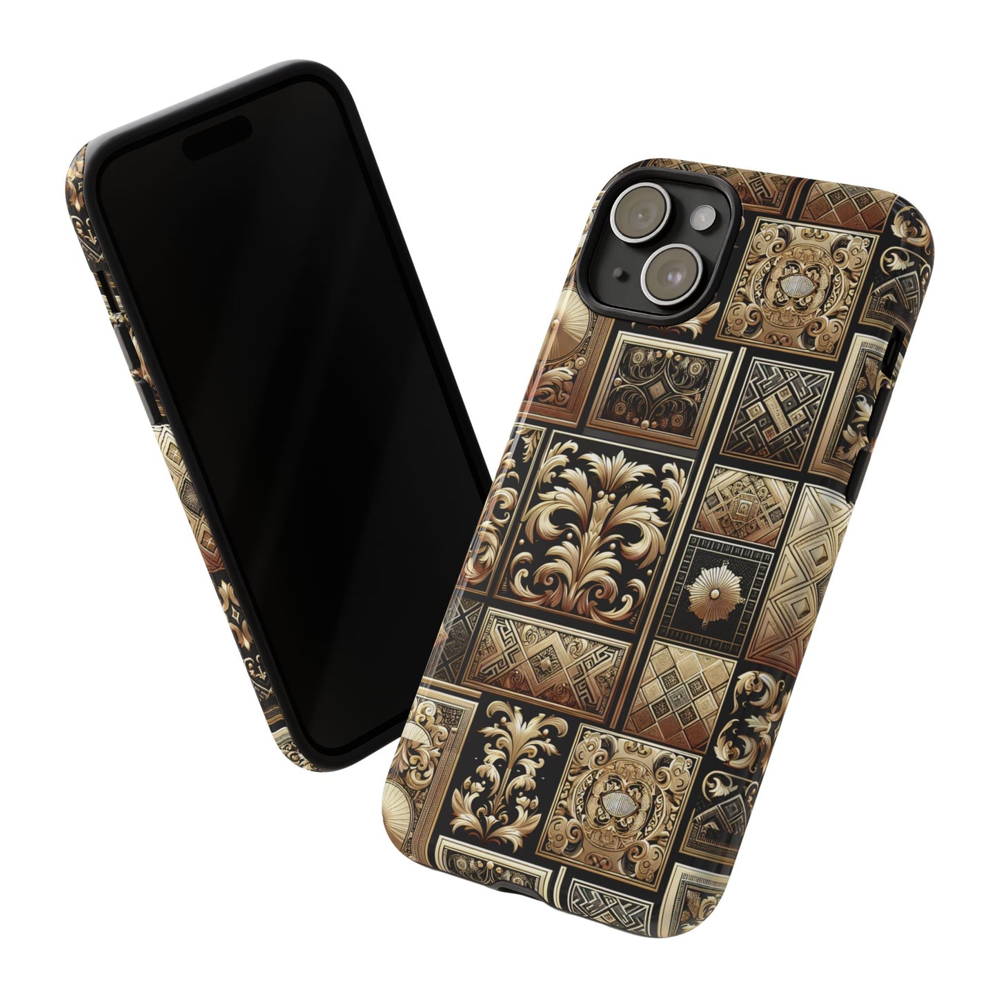 pattern image 4 vibrant 3d phone case for anime and comic fans with baroque gold ornate design compatible with iphone 13, 14, 15 & 16 – all models including pro, pro max & plus