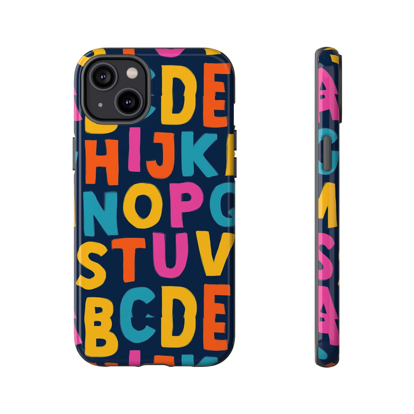 multicolour alphabet 3d wrap protective phone case for unique style and playful expression compatible with iphone 13, 14, 15 & 16 – all models including pro, pro max & plus