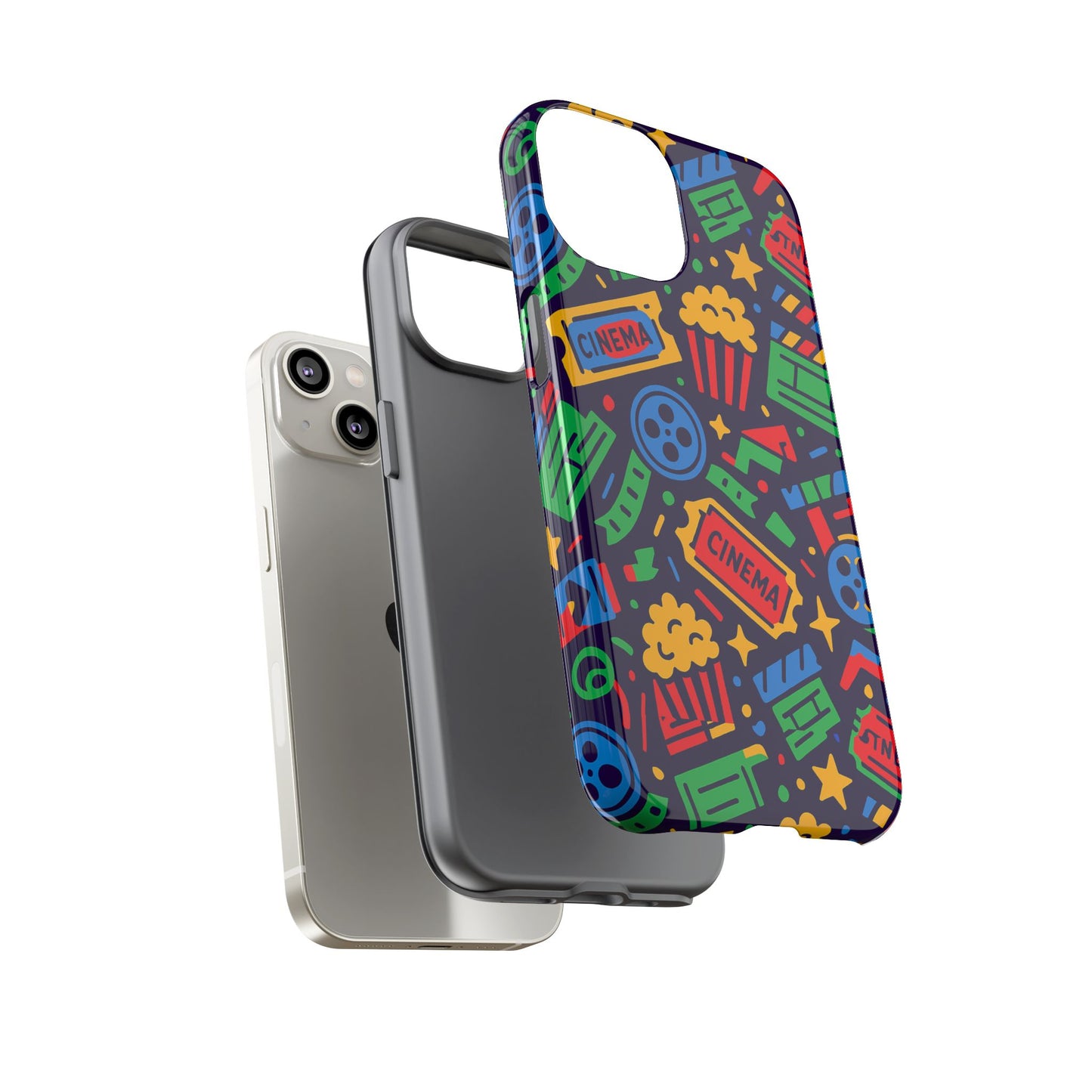 vibrant multicolour cinema-themed 3d wrap protective phone case for self-expression stylish protection compatible with iphone 13, 14, 15 & 16 – all models including pro, pro max & plus