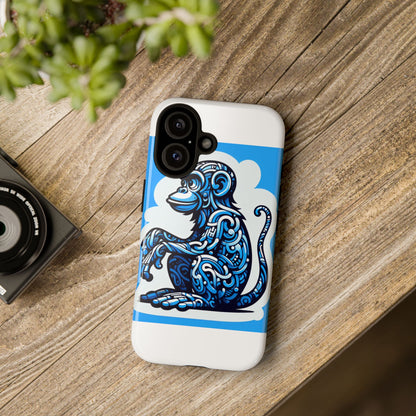 Vibrant 3D Monkey Design Phone Case in Blue – Stylish Protection for Smartphones Compatible with iPhone 13, 14, 15 & 16 – All Models Including Pro, Pro Max & Plus