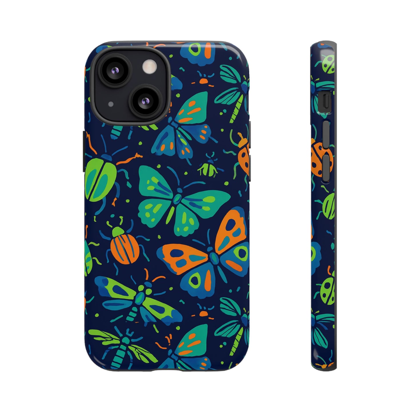 vibrant insect pattern protective phone case for stylish protection – multicolour 3d design compatible with iphone 13, 14, 15 & 16 – all models including pro, pro max & plus