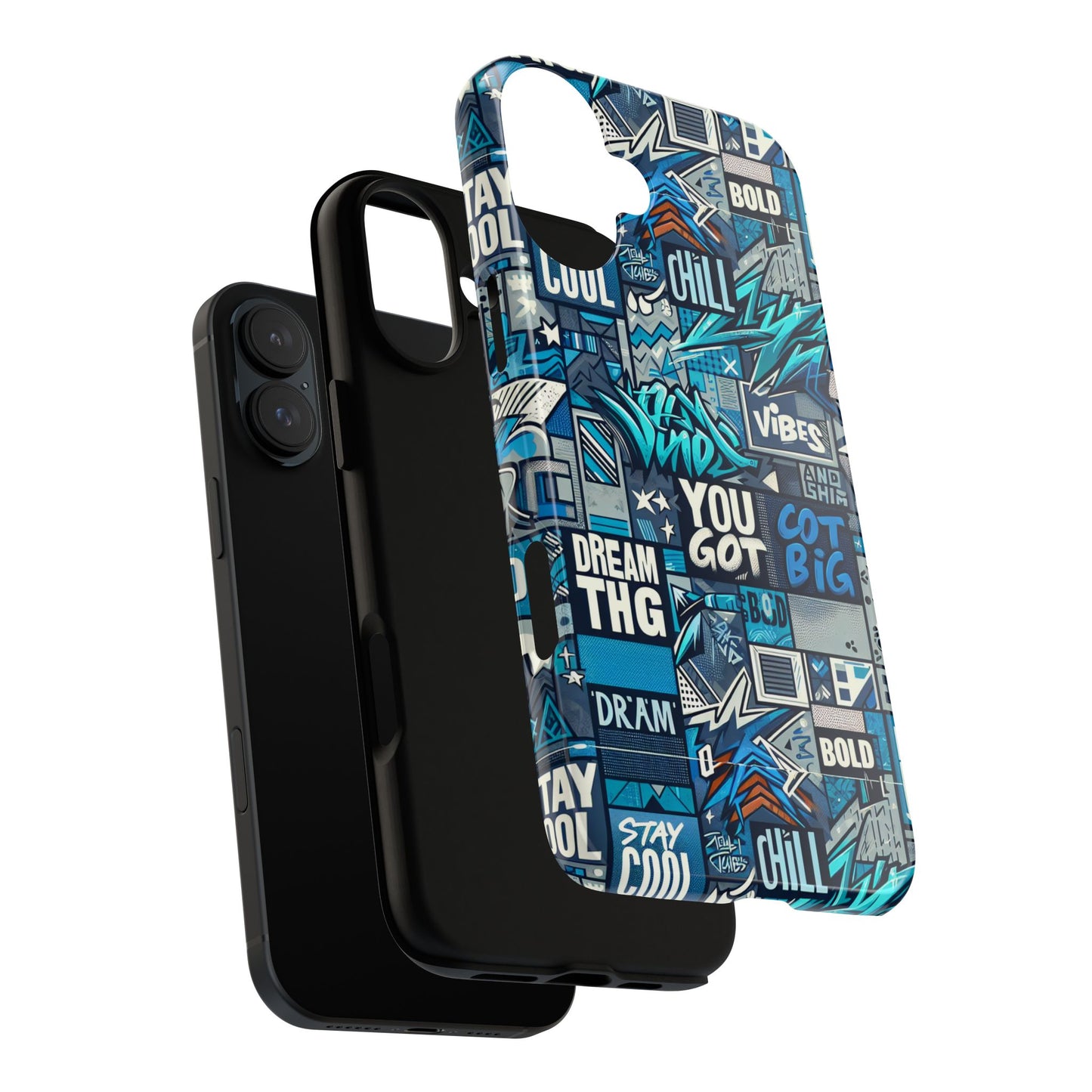 vibrant 3d wrap protective phone case in blue with playful graphic design for stylish protection – compatible with iphone 13, 14, 15 & 16 – all models including pro, pro max & plus