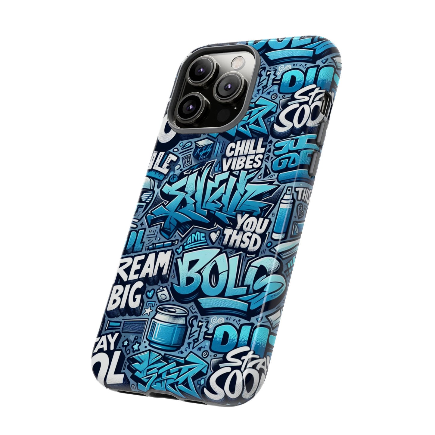 protective phone case with 3d blue graffiti design for stylish device protection and unique expression compatible with iphone 13, 14, 15 & 16 – all models including pro, pro max & plus