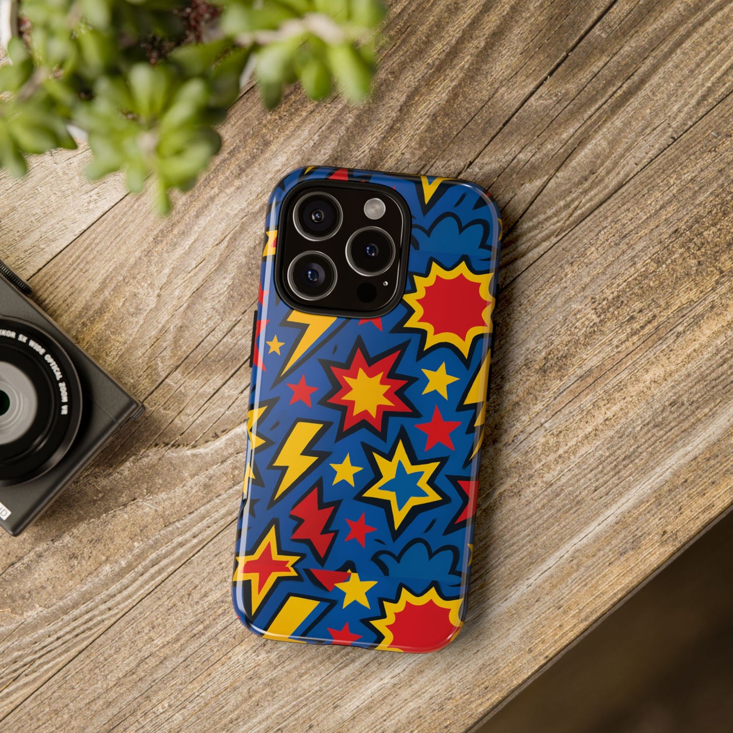 vibrant 3d superhero design protective phone case for fun retro style and unique expression compatible with iphone 13, 14, 15 & 16 – all models including pro, pro max & plus
