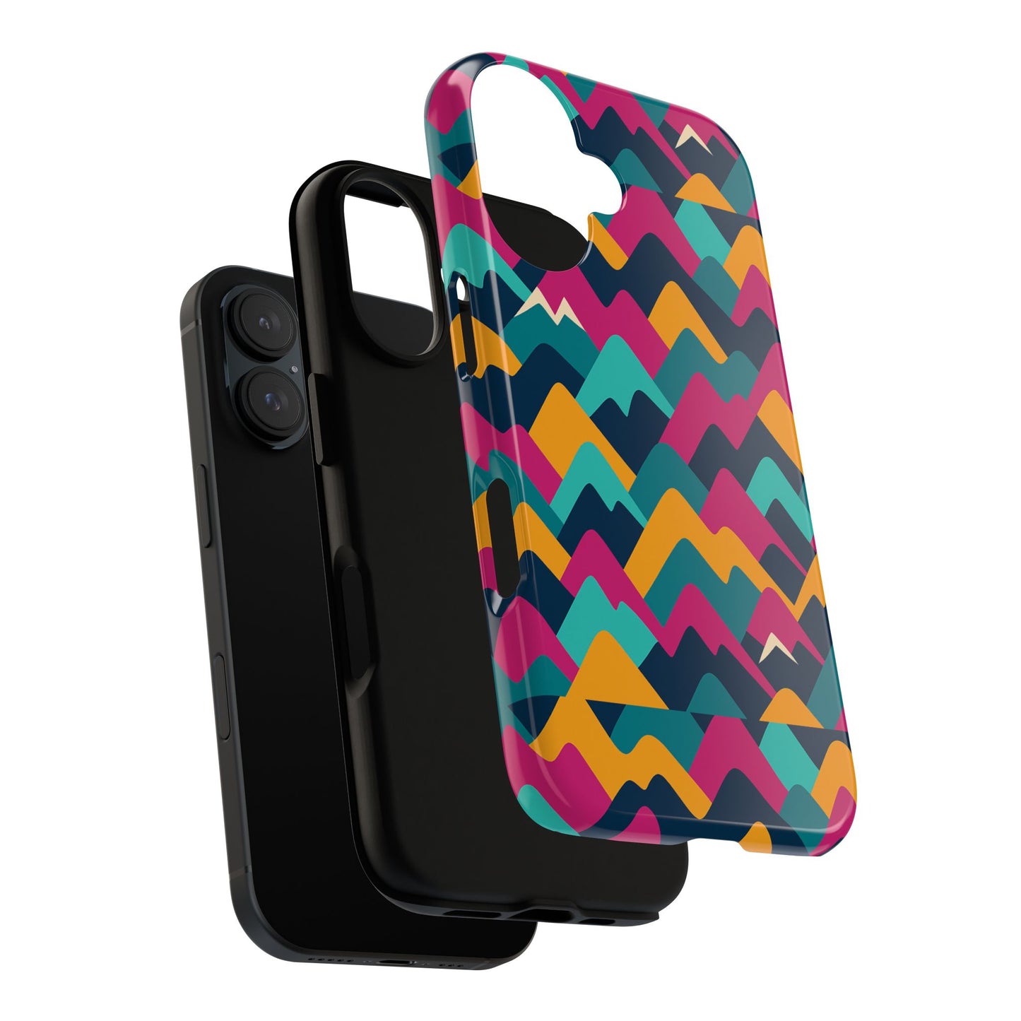 vibrant 3d geometric protective phone case for unisex, stylish smartphone accessory with playful design, compatible with iphone 13, 14, 15 & 16 – all models including pro, pro max & plus
