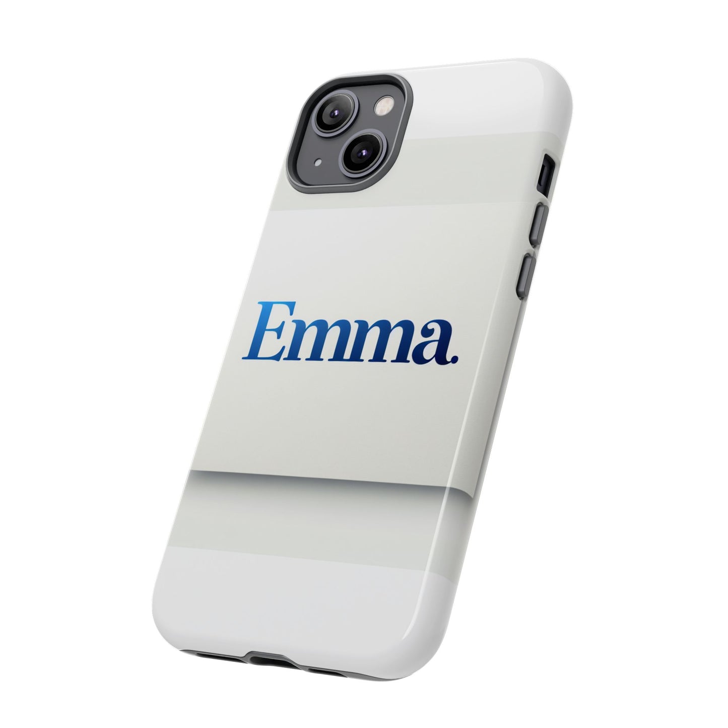 elegant personalised protective phone case in white with blue typography for stylish individuals compatible with iphone 13, 14, 15 & 16 – all models including pro, pro max & plus
