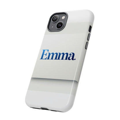 Elegant Personalised Protective Phone Case in White with Blue Typography for Stylish Individuals Compatible with iPhone 13, 14, 15 & 16 – All Models Including Pro, Pro Max & Plus
