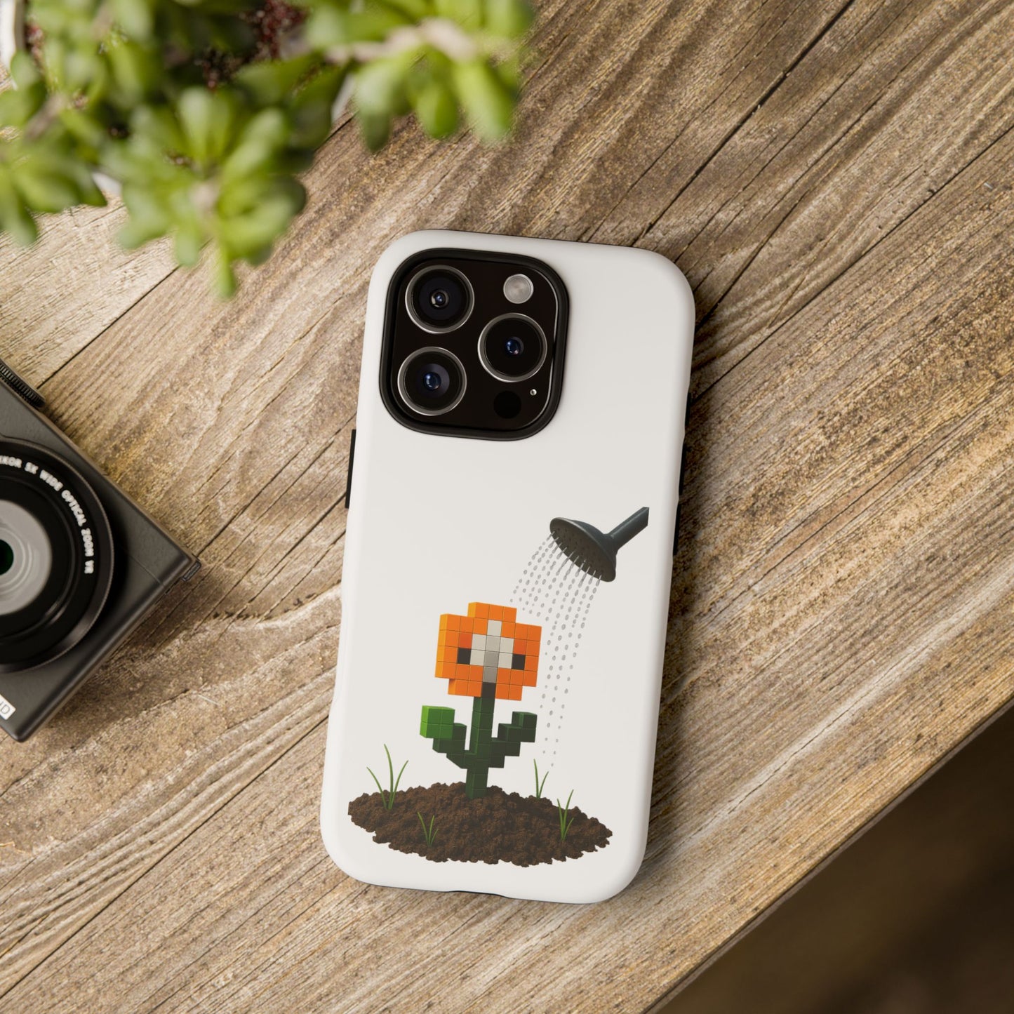 pixel flower phone case - cute gardening design for iphone, samsung and android - durable, stylish, impact-resistant cover with 3d print - ideal gift for garden lovers and students