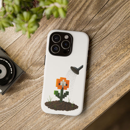 Pixel Flower Phone Case - Cute Gardening Design for iPhone, Samsung and Android - Durable, Stylish, Impact-Resistant Cover with 3D Print - Ideal Gift for Garden Lovers and Students