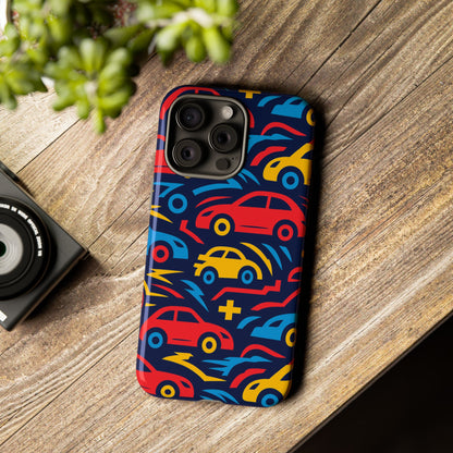 Multicolour Retro 3D Wrap Protective Phone Case with Vibrant Car Design for Stylish Protection Compatible with iPhone 13, 14, 15 & 16 – all models including Pro, Pro Max & Plus