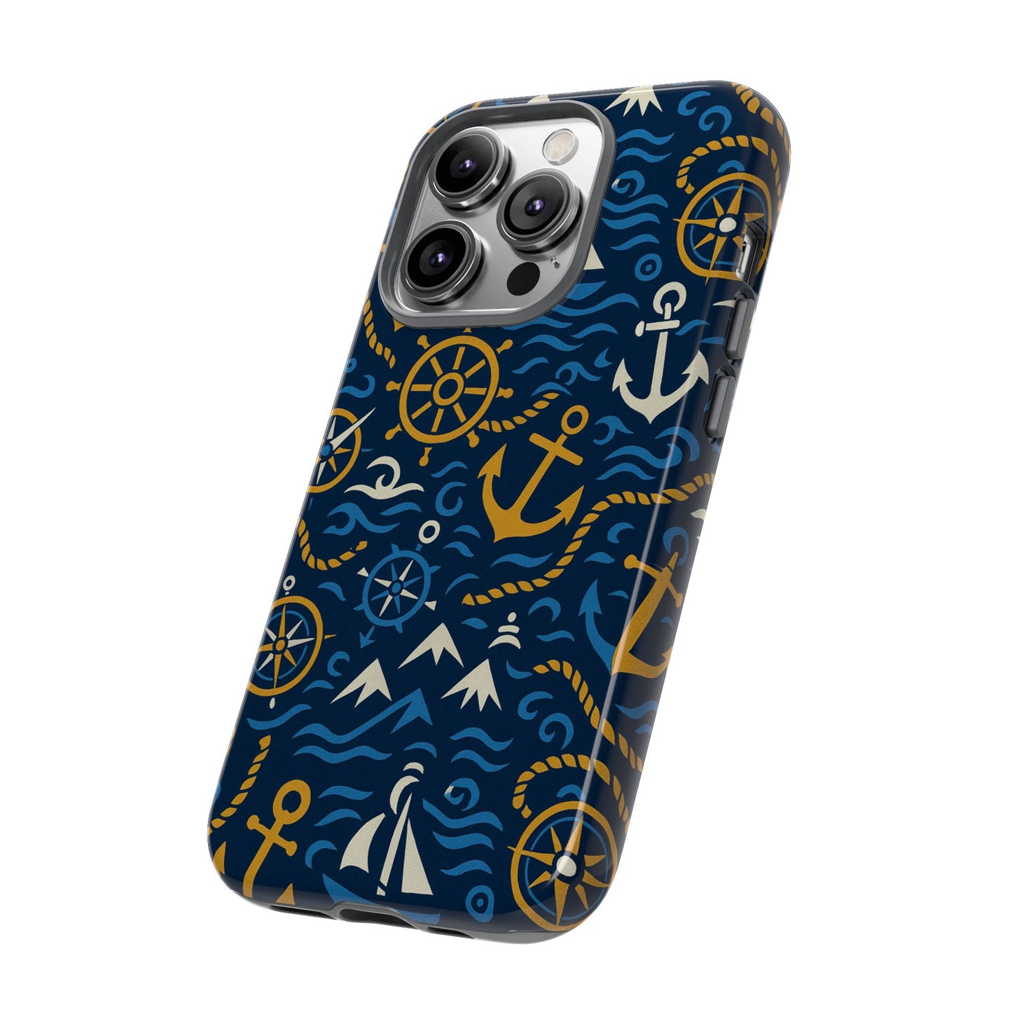 vibrant nautical blue phone case with 3d anchor design for stylish protection compatible with iphone 13, 14, 15 & 16 – all models including pro, pro max & plus