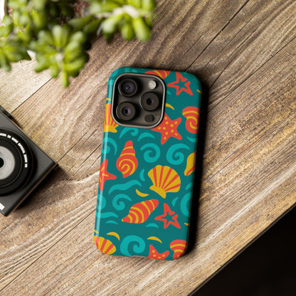 Vibrant Coastal Shell Pattern Protective Phone Case for Stylish Self-Expression Compatible with iPhone 13, 14, 15 & 16 – all models including Pro, Pro Max & Plus