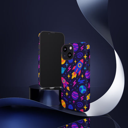 Vibrant 3D Wrap Protective Phone Case with Playful Space Theme for Stylish Self-Expression Compatible with iPhone 13, 14, 15 & 16 – all models including Pro, Pro Max & Plus