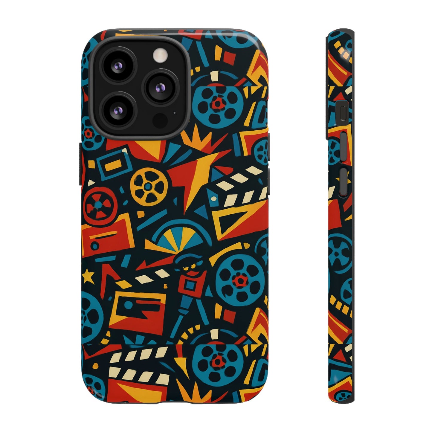 vibrant retro movie-inspired protective phone case with 3d design for stylish protection compatible with iphone 13, 14, 15 & 16 – all models including pro, pro max & plus