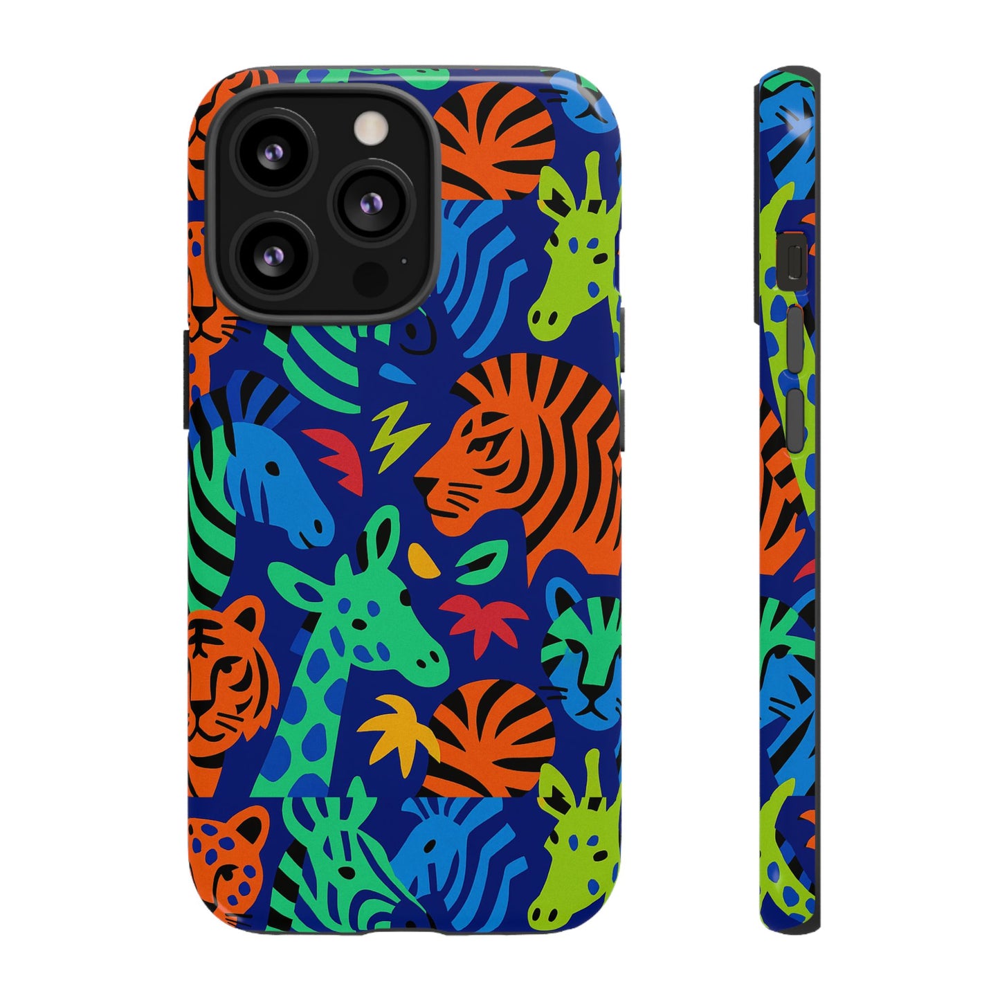 vibrant animal print 3d wrap protective phone case stylish accessory for men and women compatible with iphone 13, 14, 15 & 16 – all models including pro, pro max & plus