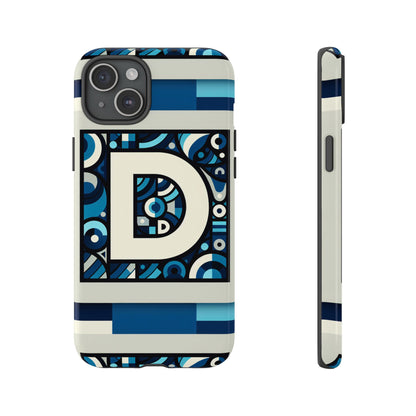 Blue Alphabet Letter D Phone Case with 3D Wrap and Shock Protection for Kids and Teens
