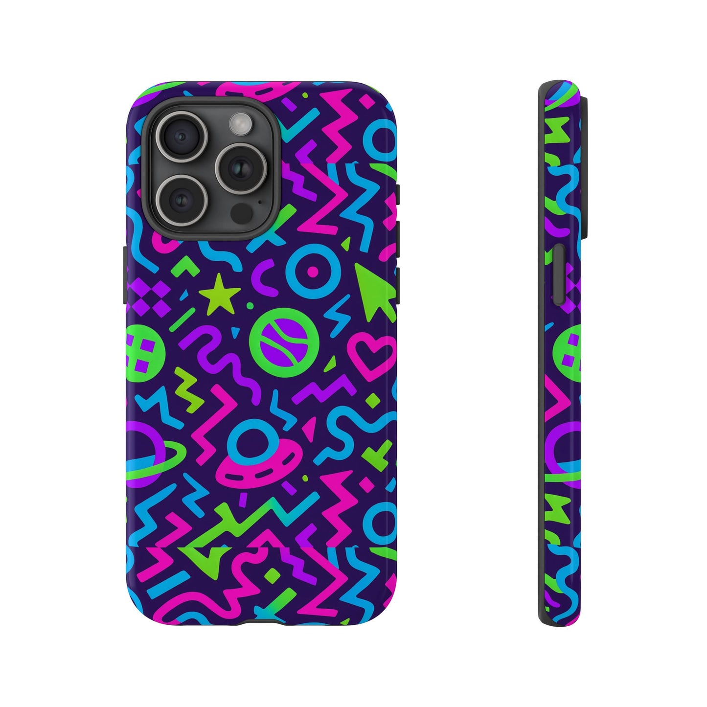 vibrant y2k abstract protective phone case with 3d wrap design for bold aesthetic compatible with iphone 13, 14, 15 & 16 – all models including pro, pro max & plus