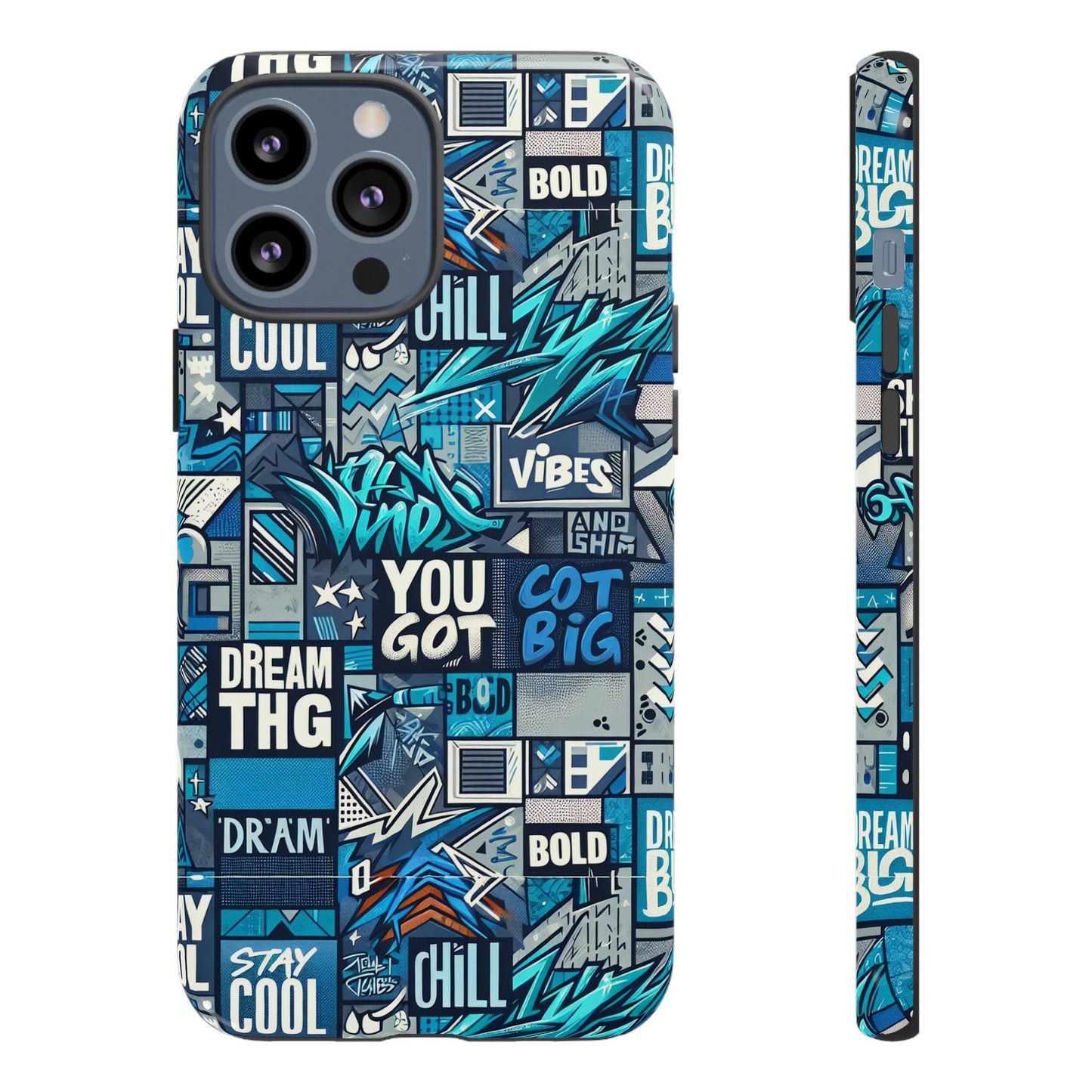 vibrant 3d wrap protective phone case in blue with playful graphic design for stylish protection – compatible with iphone 13, 14, 15 & 16 – all models including pro, pro max & plus