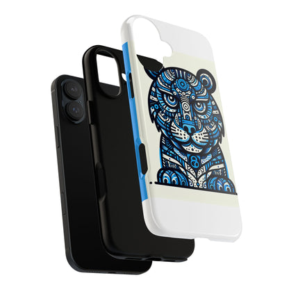 Vibrant Blue Geometric Tiger Design Phone Case – Stylish Protection Accessory for Self-Expression Compatible with iPhone 13, 14, 15 & 16 – all models including Pro, Pro Max & Plus