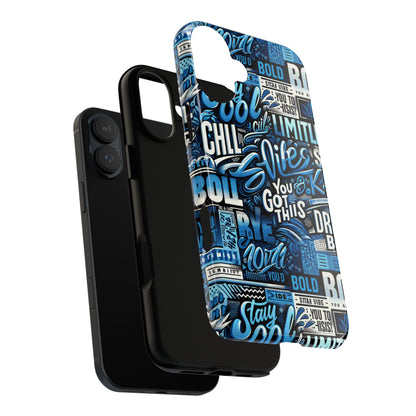 Vibrant Protective Phone Case with Playful Typography Design in Blue – Stylish Self-Expression Accessory Compatible with iPhone 13, 14, 15 & 16 – all models including Pro, Pro Max & Plus