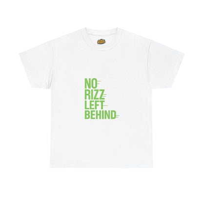 Unisex Heavy Cotton Tee - No Rizz Left Behind - Fun Casual Streetwear for Men and Women, Comfortable Fit, Stylish Design, Perfect for Everyday Wear and Casual Outings