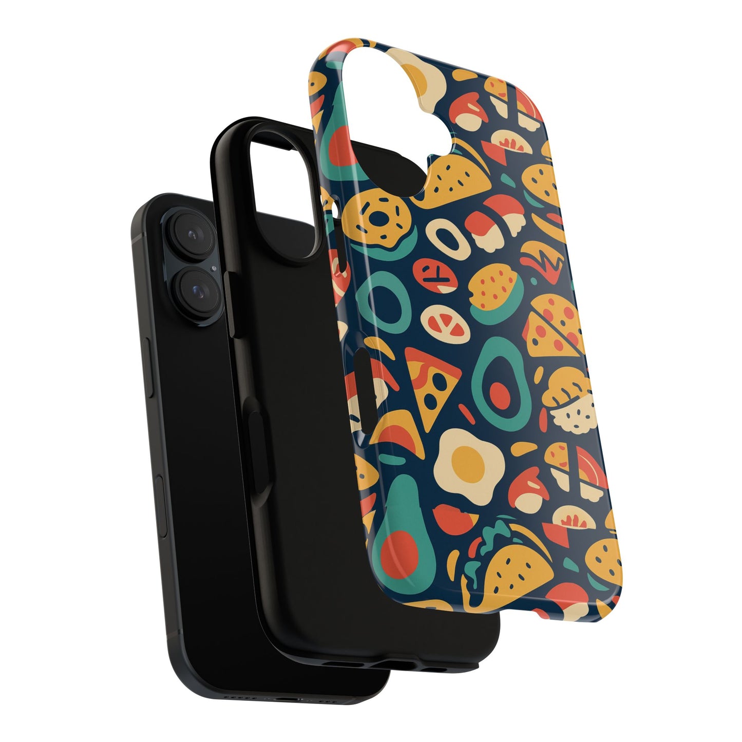 vibrant food-themed protective phone case with 3d design for stylish protection compatible with iphone 13, 14, 15 & 16 – all models including pro, pro max & plus