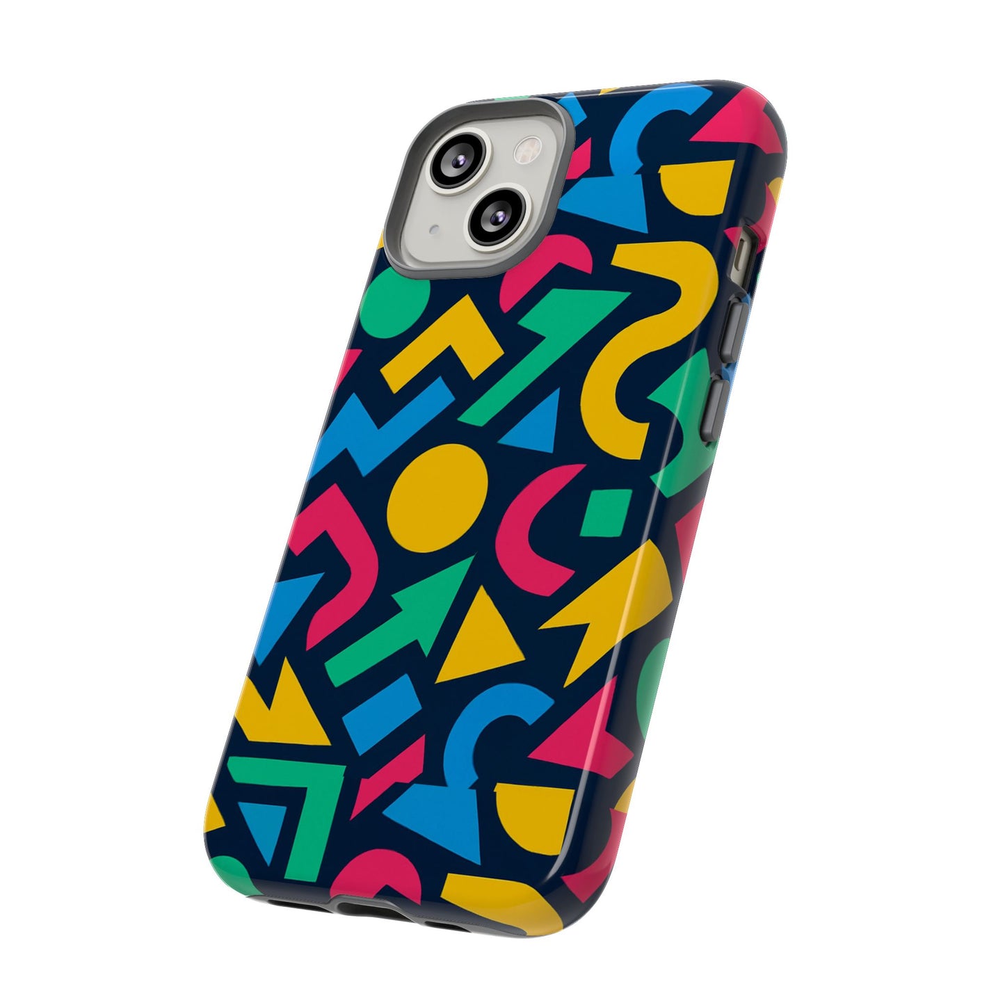 vibrant 3d geometric print phone case for men and women – stylish protection with multicolour design, compatible with iphone 13, 14, 15 & 16 – all models including pro, pro max & plus