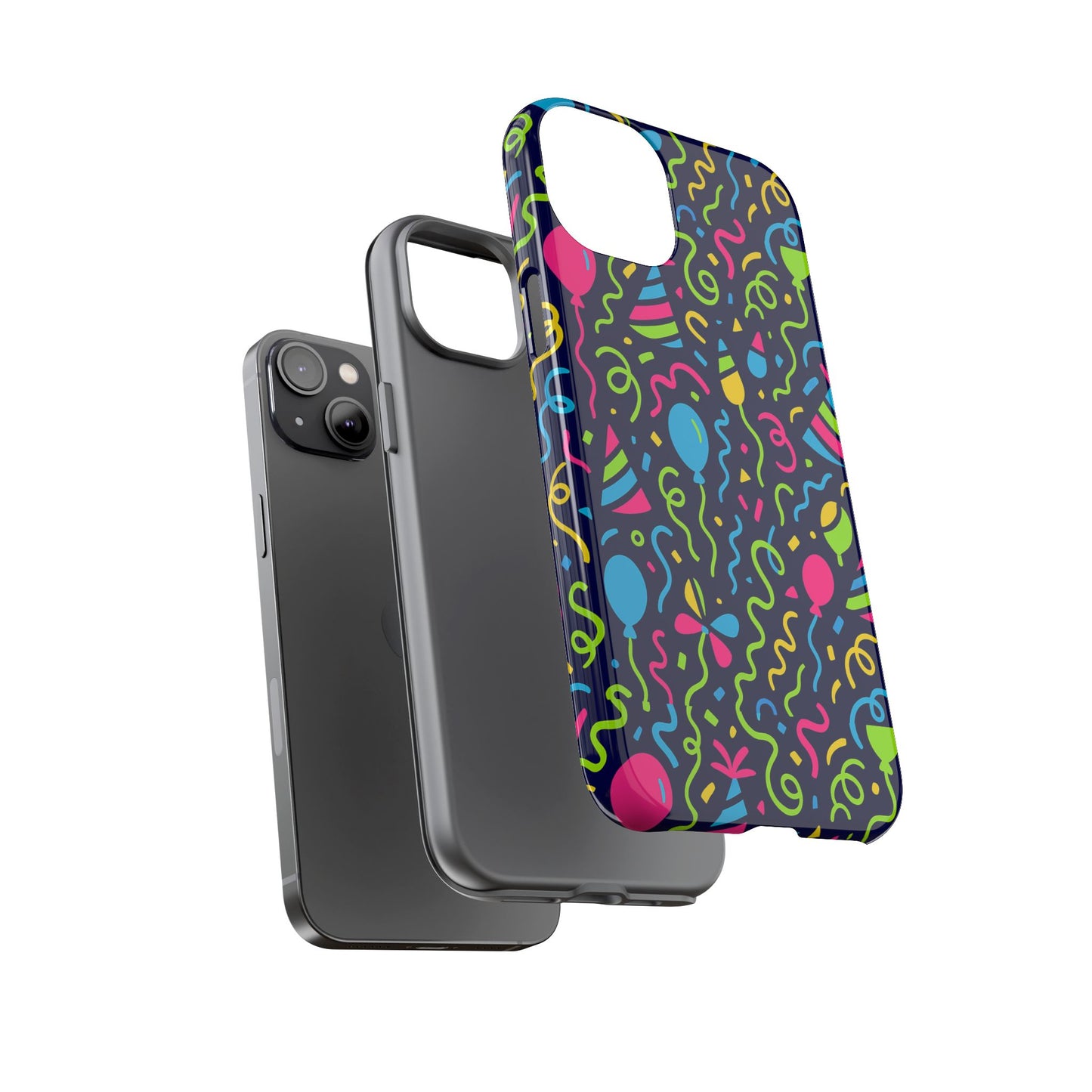 vibrant 3d wrap protective phone case with multicolour party design for playful smartphone accessories compatible with iphone 13, 14, 15 & 16 – all models including pro, pro max & plus