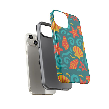Vibrant Coastal Shell Pattern Protective Phone Case for Stylish Self-Expression Compatible with iPhone 13, 14, 15 & 16 – all models including Pro, Pro Max & Plus
