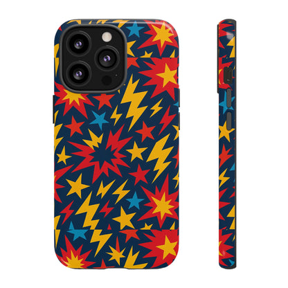 Vibrant 3D Superhero Phone Case with Colourful Lightning Design for Men and Women, Stylish Protection Compatible with iPhone 13, 14, 15 & 16 – all models including Pro, Pro Max & Plus