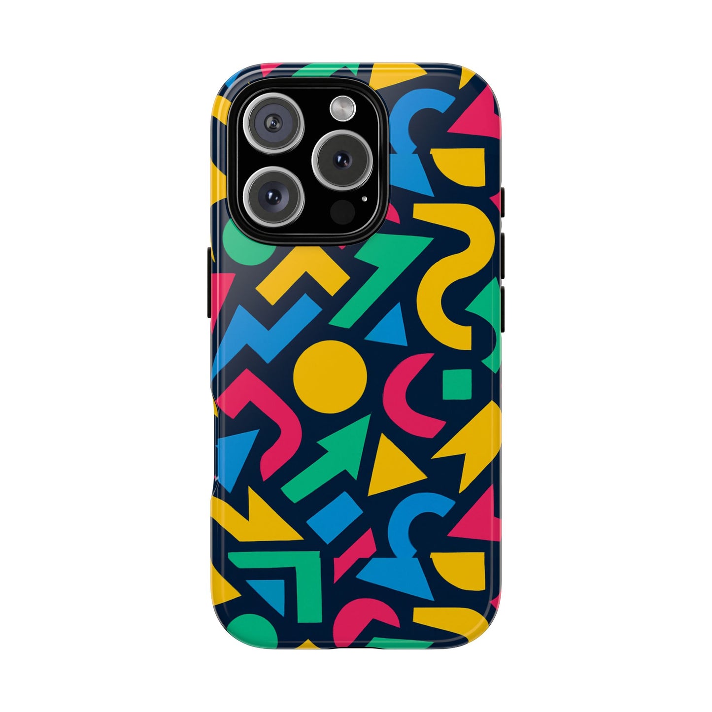 vibrant 3d geometric print phone case for men and women – stylish protection with multicolour design, compatible with iphone 13, 14, 15 & 16 – all models including pro, pro max & plus