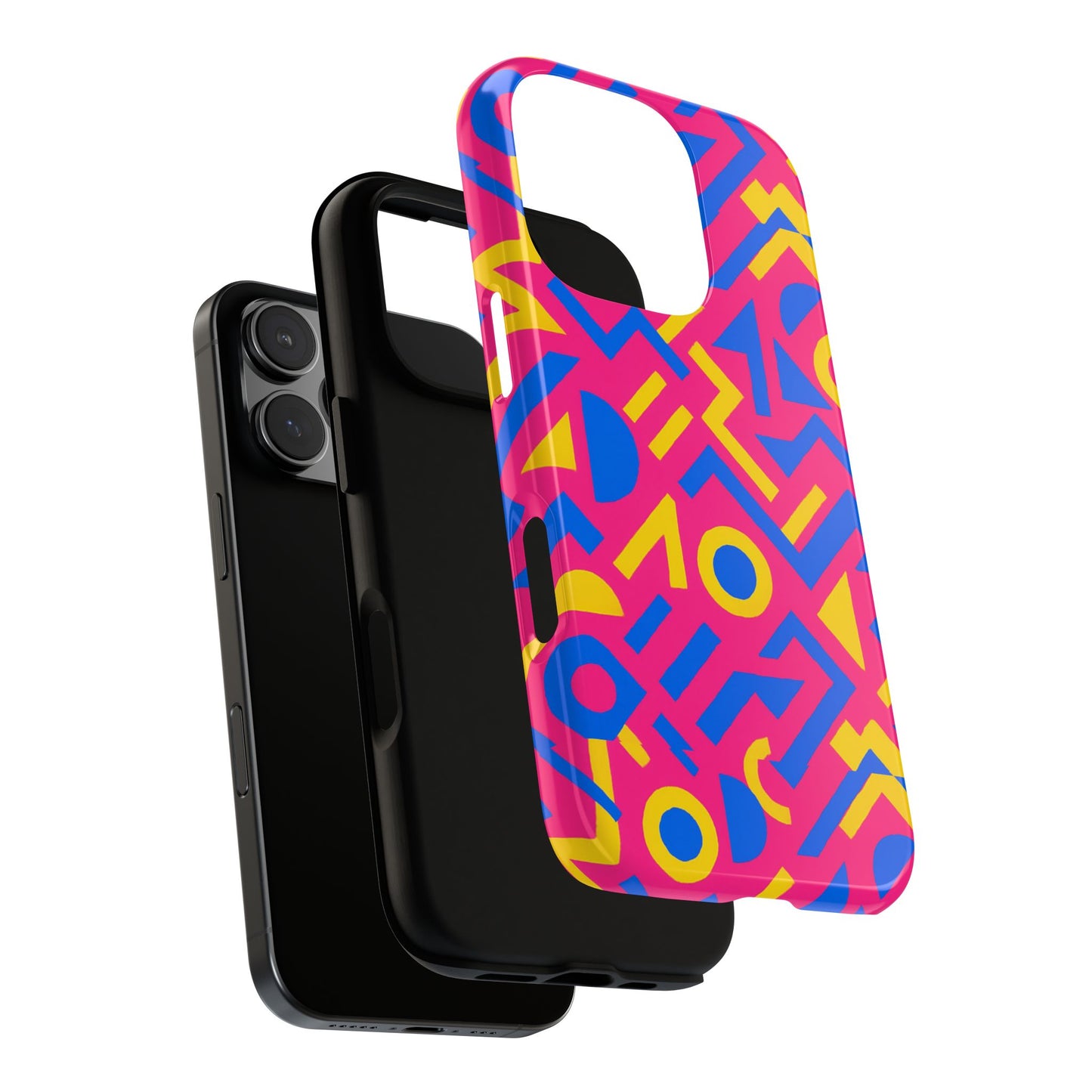 vibrant geometric 3d wrap protective phone case with multicolour design for unique style compatible with iphone 13, 14, 15 & 16 – all models including pro, pro max & plus
