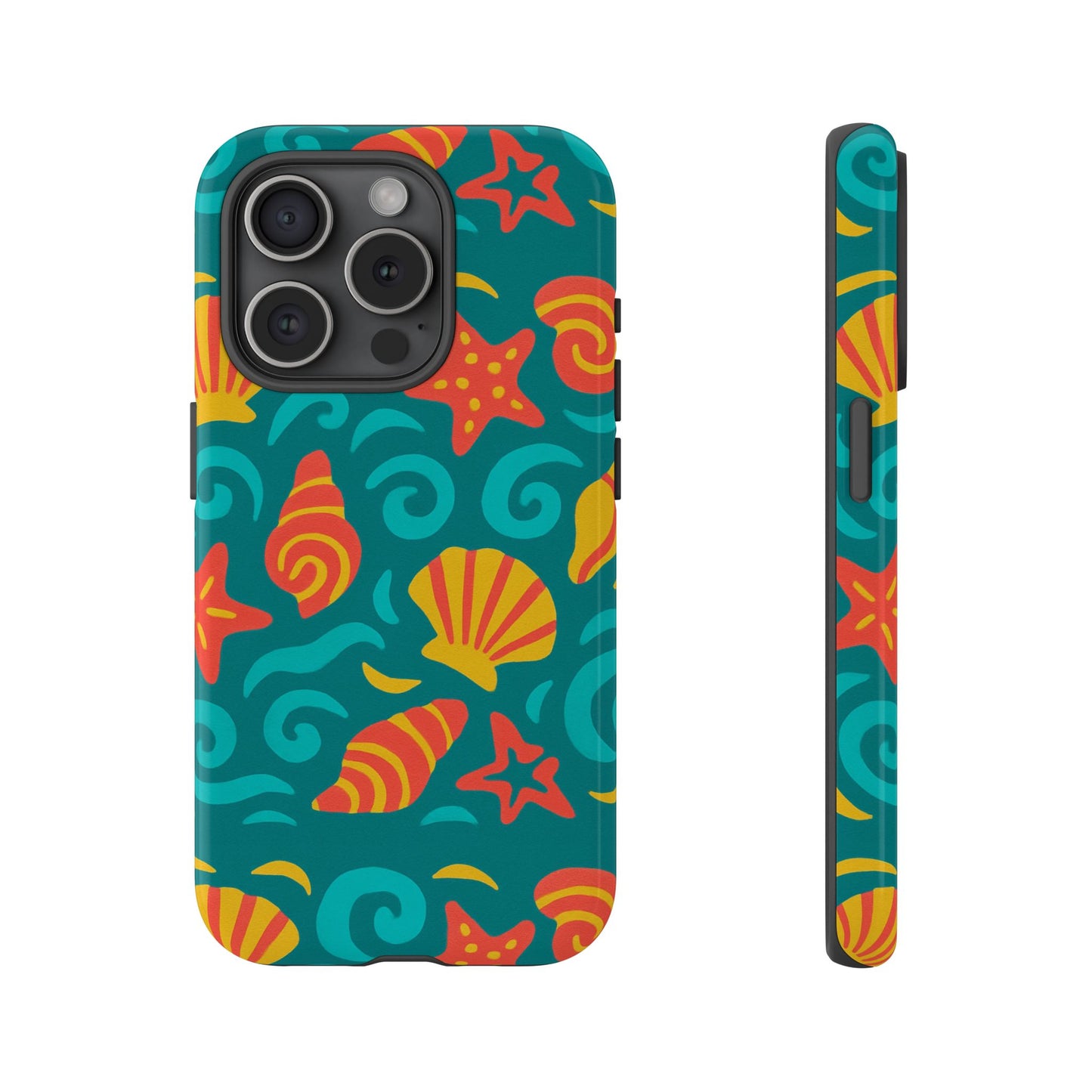 vibrant coastal shell pattern protective phone case for stylish self-expression compatible with iphone 13, 14, 15 & 16 – all models including pro, pro max & plus