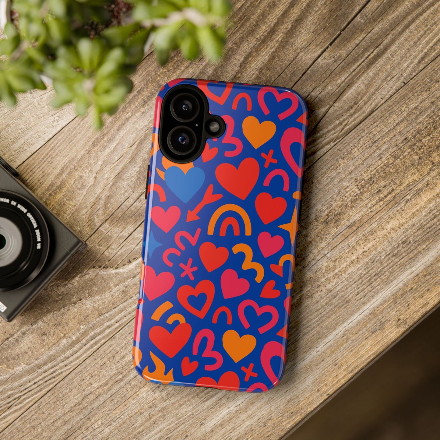 vibrant multicolour heart design protective phone case stylish accessory for self-expression compatible with iphone 13, 14, 15 & 16 – all models including pro, pro max & plus