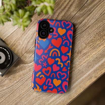 Vibrant Multicolour Heart Design Protective Phone Case Stylish Accessory for Self-Expression Compatible with iPhone 13, 14, 15 & 16 – all models including Pro, Pro Max & Plus