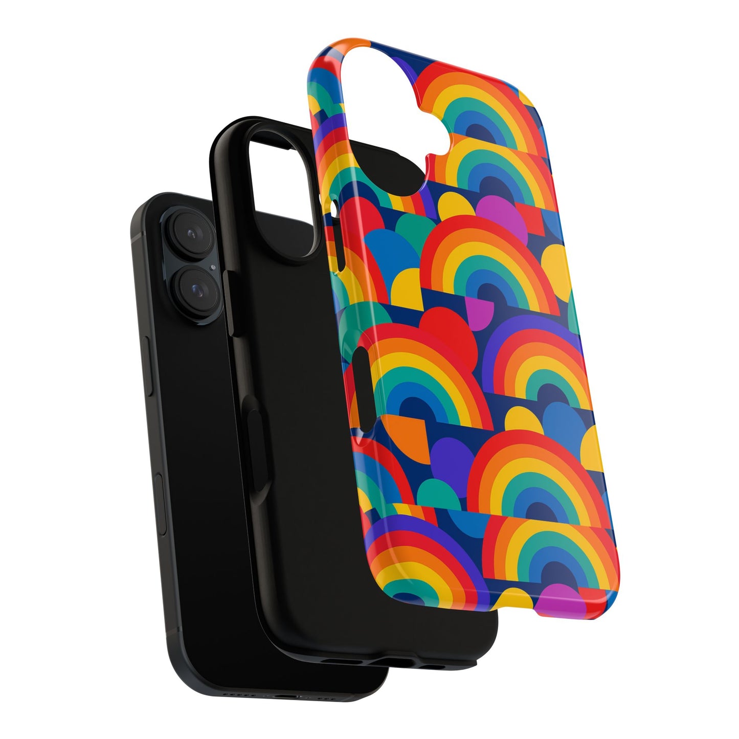 multicolour rainbow design protective phone case – stylish 3d wrap finish for unique expression – compatible with iphone 13, 14, 15 & 16 – all models including pro, pro max & plus