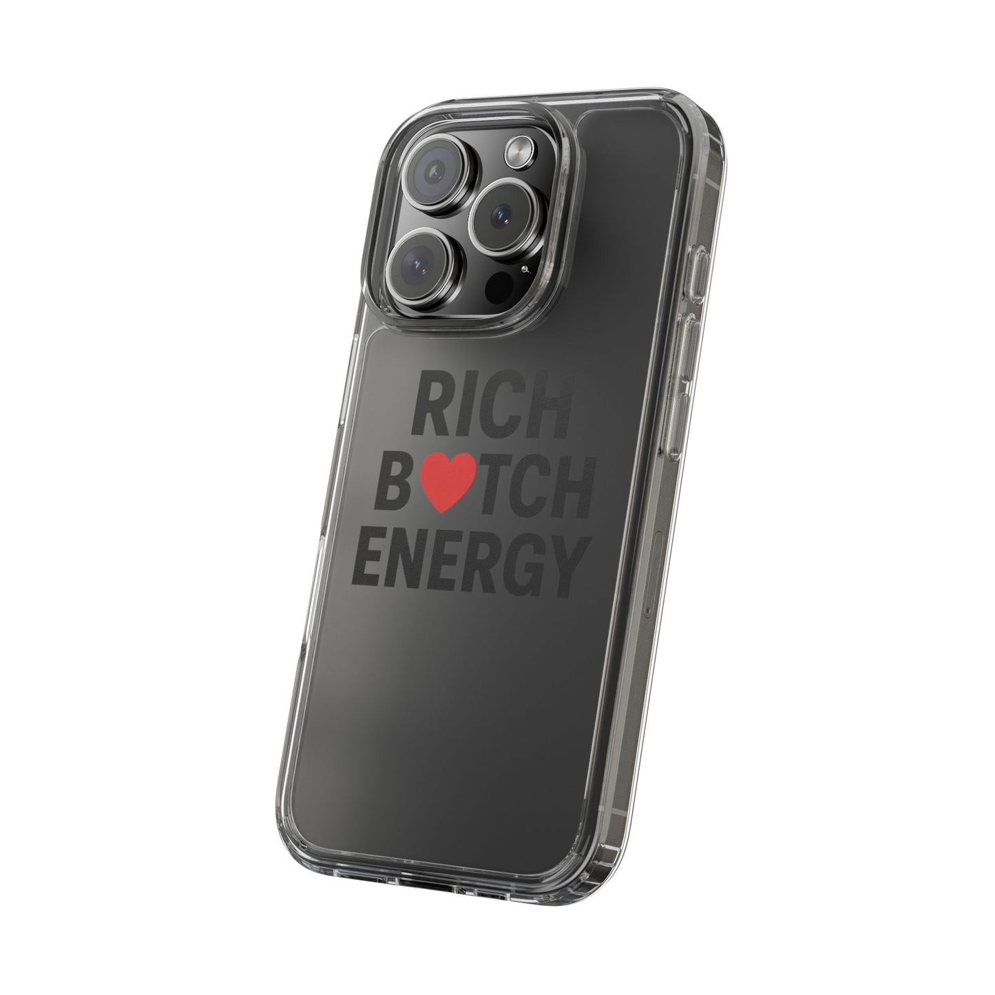 rich bitch energy clear phone case for confident individuals - stylish protection with shock-absorbing materials and scratch-resistant design for everyday use