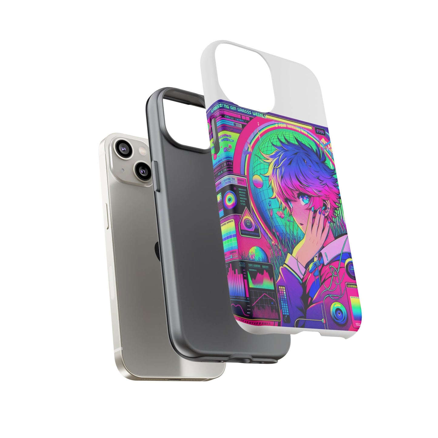 touching grass weekly vibrant protective phone case for smartphones, retro anime design, shock absorbent tpu, uv protected, unique gift for tech enthusiasts