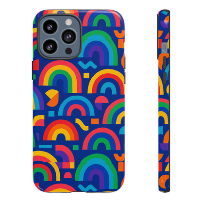 Vibrant Rainbow Geometric 3D Wrap Protective Phone Case for Stylish Accessories Compatible with iPhone 13, 14, 15 & 16 – All Models Including Pro, Pro Max & Plus