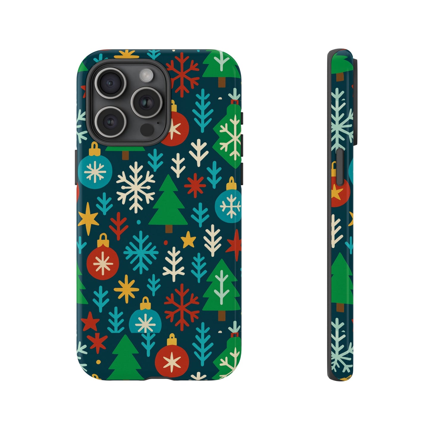 multicolour 3d wrap protective phone case with retro christmas design for stylish protection – compatible with iphone 13, 14, 15 & 16 – all models including pro, pro max & plus