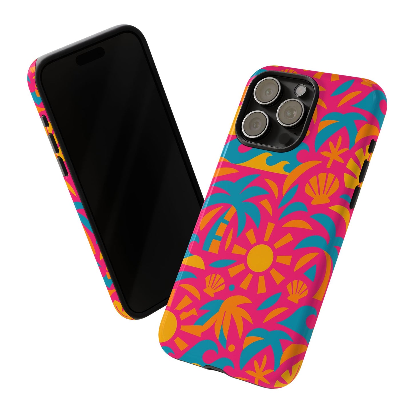 vibrant tropical 3d wrap design protective phone case with retro style – bold accessory for self-expression compatible with iphone 13, 14, 15 & 16 – all models including pro, pro max & plus