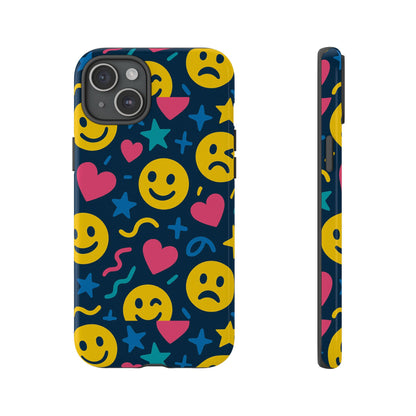 Vibrant Multicolour Emoji Phone Case with 3D Wrap Design for Playful Protection Compatible with iPhone 13, 14, 15 & 16 – all models including Pro, Pro Max & Plus
