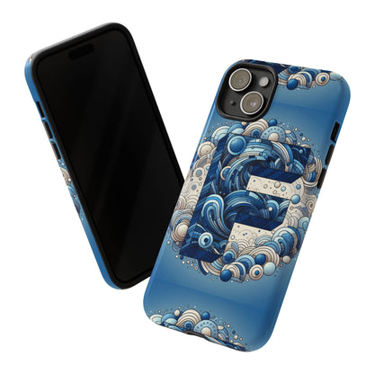 Blue Alphabet F Phone Case for iPhone and Android Durable Shockproof Cover with 3D Wrap Design and UV Protection
