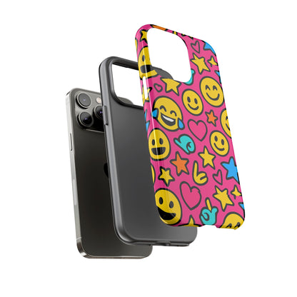 Vibrant Pink Emoji Phone Case with 3D Wrap Design for Stylish Protection Compatible with iPhone 13, 14, 15 & 16 – All Models Including Pro, Pro Max & Plus