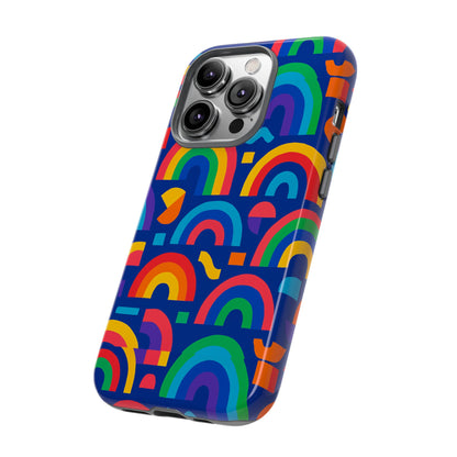 Vibrant Rainbow Geometric 3D Wrap Protective Phone Case for Stylish Accessories Compatible with iPhone 13, 14, 15 & 16 – All Models Including Pro, Pro Max & Plus