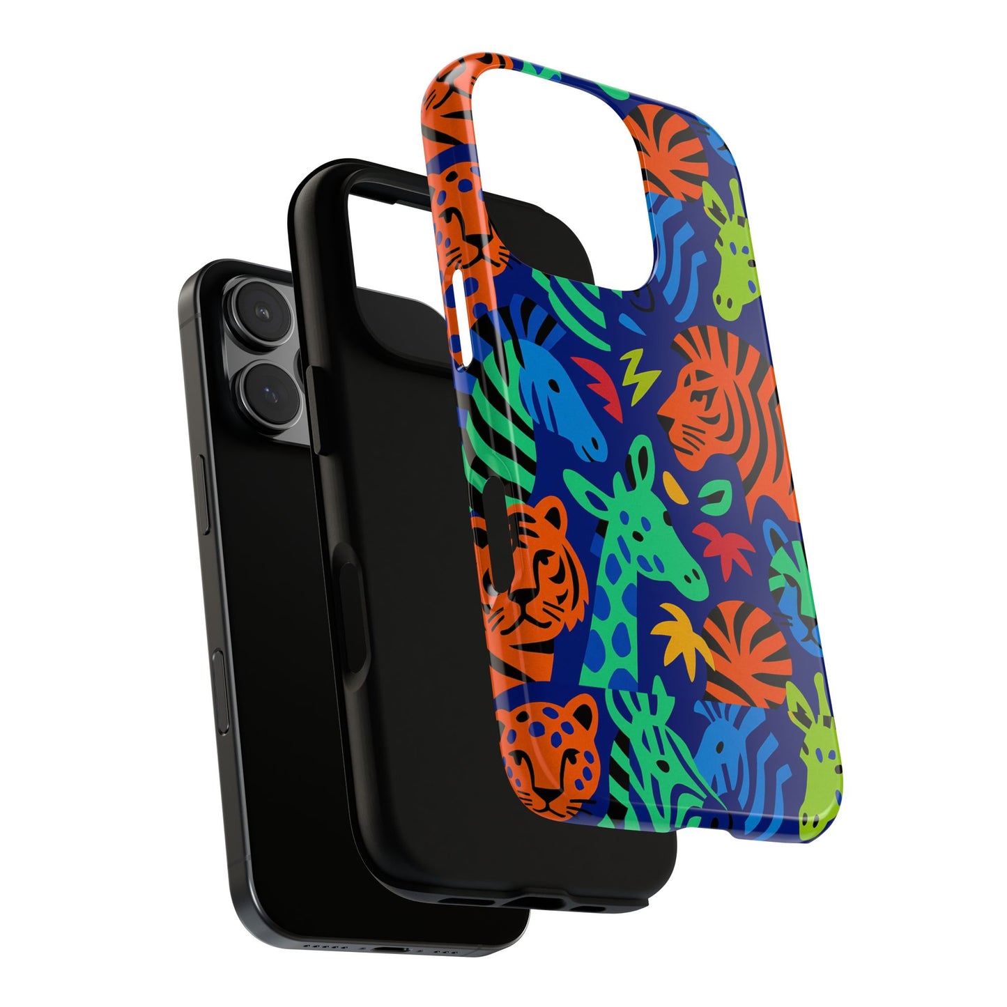 vibrant animal print 3d wrap protective phone case stylish accessory for men and women compatible with iphone 13, 14, 15 & 16 – all models including pro, pro max & plus
