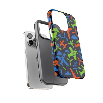 Vibrant Airplane Pattern Protective Phone Case for Colourful Accessory Durable Design Compatible with iPhone 13, 14, 15 & 16 – all models including Pro, Pro Max & Plus