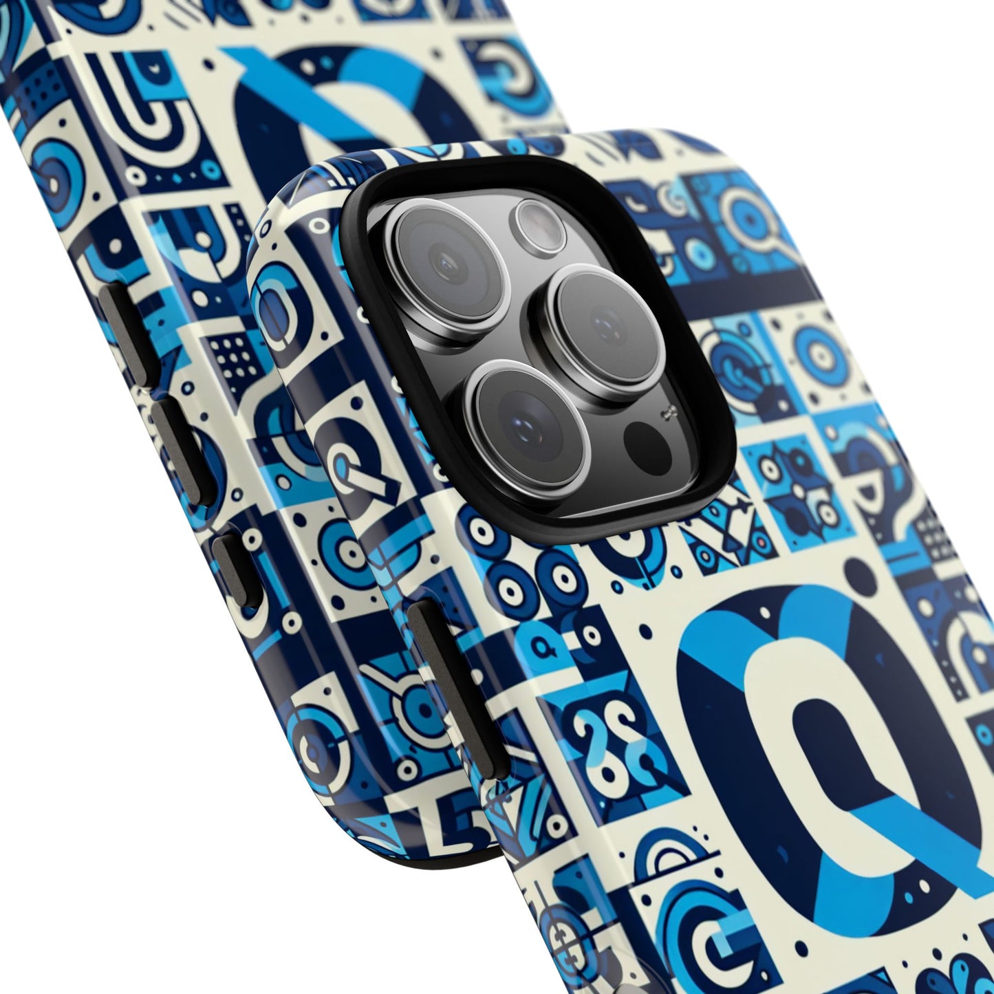 blue alphabet letter q phone case with 3d wrap protective cover for smartphones kids and adults stylish silicone shock absorption durable design