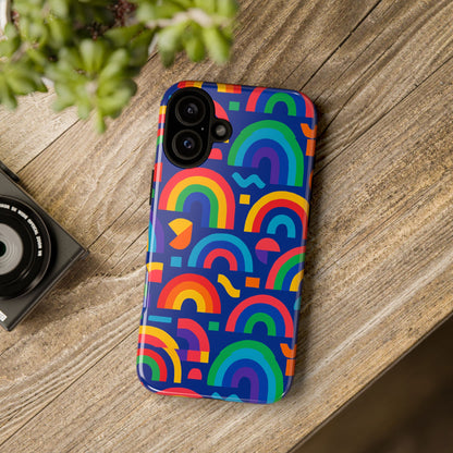 Vibrant Rainbow Geometric 3D Wrap Protective Phone Case for Stylish Accessories Compatible with iPhone 13, 14, 15 & 16 – All Models Including Pro, Pro Max & Plus