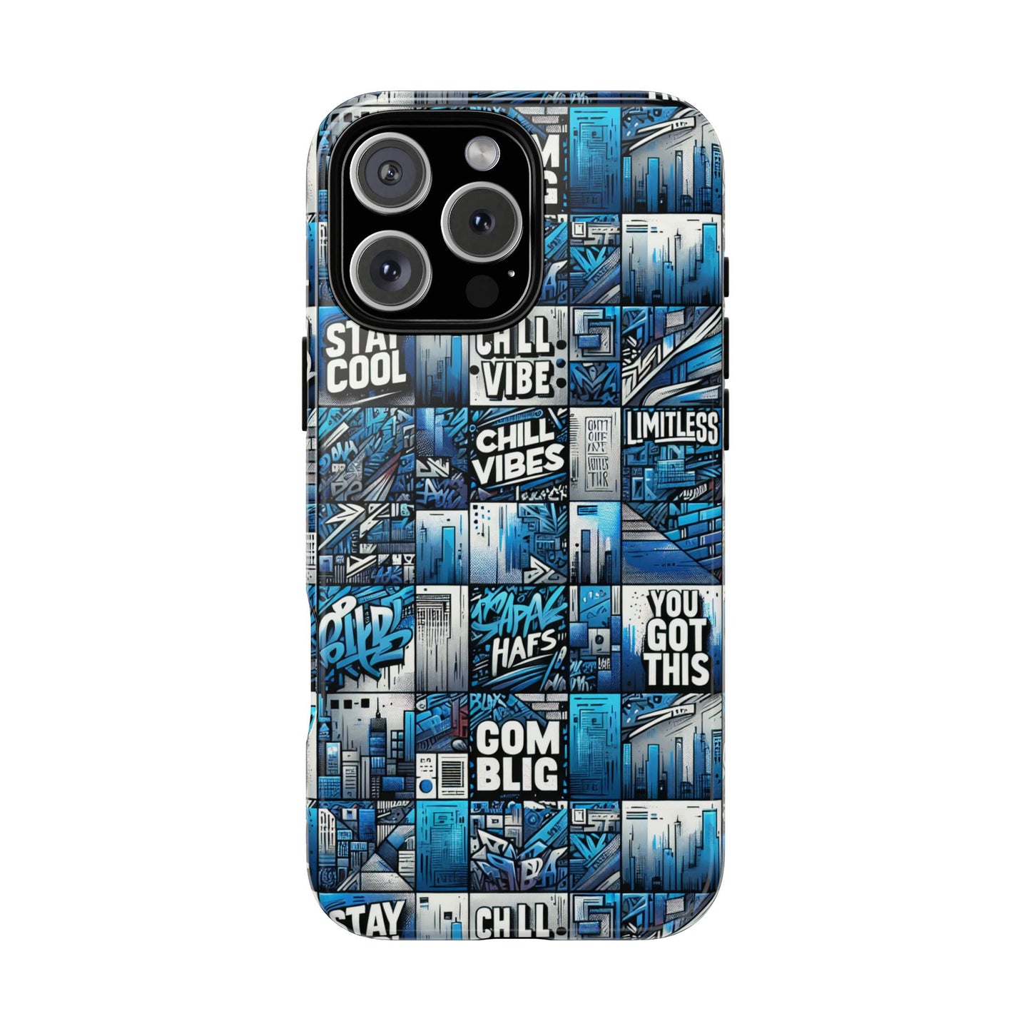 vibrant 3d wrap protective phone case in blue urban aesthetic design for stylish smartphone protection compatible with iphone 13, 14, 15 & 16 – all models including pro, pro max & plus